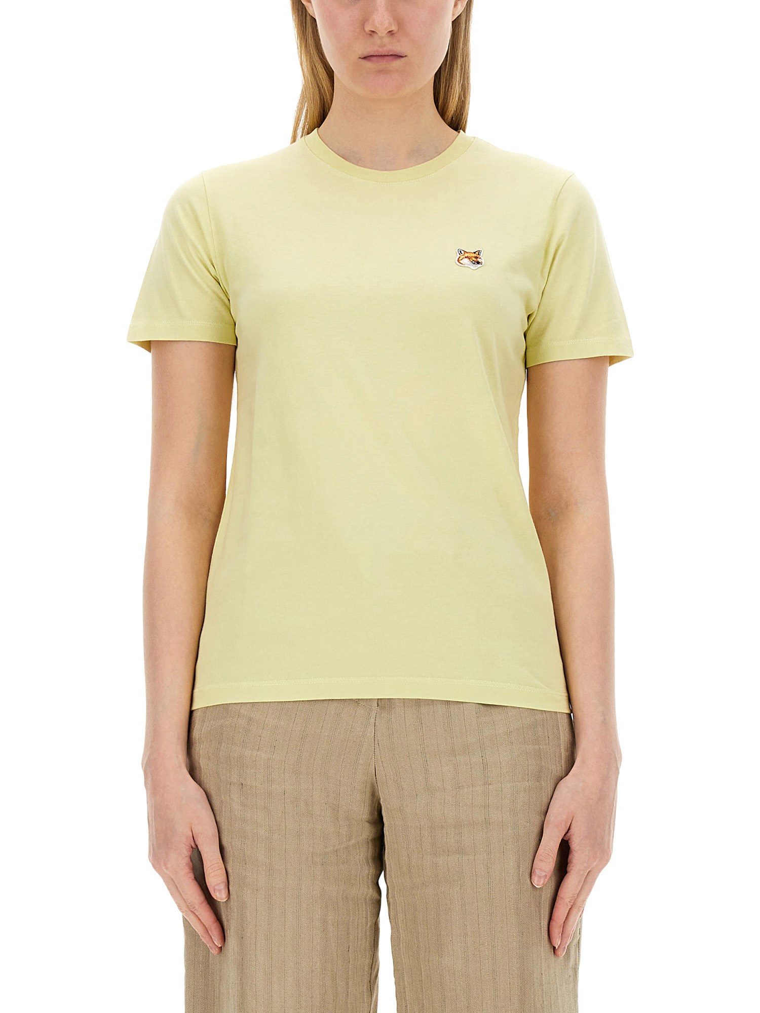 MAISON KITSUNÉ    COTTON JERSEY FOX PATCH T-SHIRT