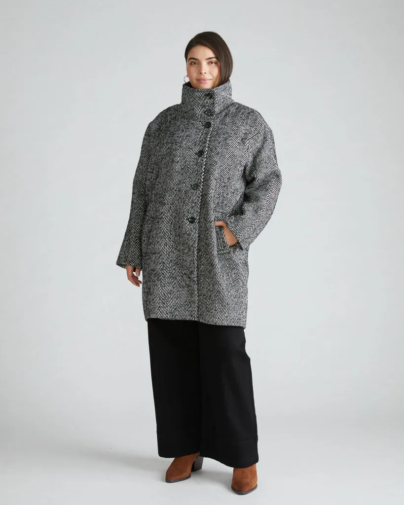 Marlo Cocoon Coat - Herringbone