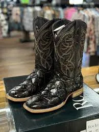 Men's ROCK'EM Black Fish Print Western Boot