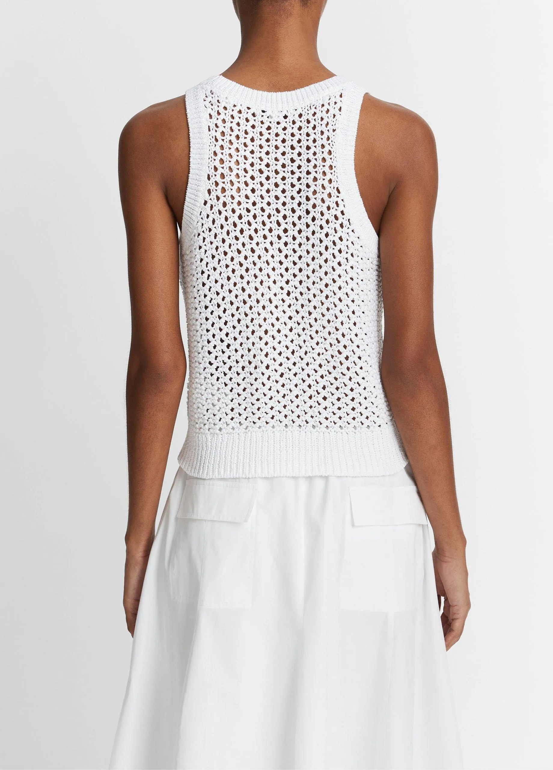 Mesh-Stitch Cotton Sweater Tank