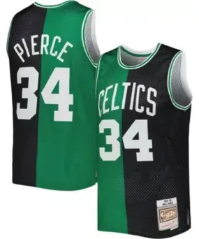 Mitchell & Ness Men's NBA Paul Pierce Black/Kelly Boston Celtics Hardwood Classics 2007/08 Split Swingman Jersey