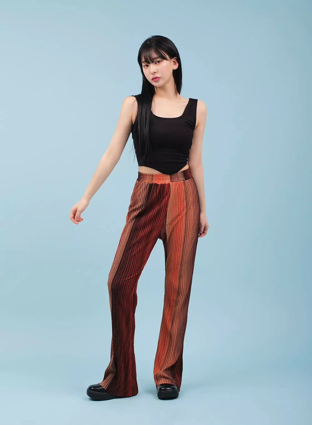 Mixed Pattern Boot Cut Pants CM23