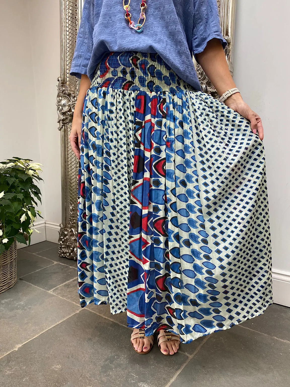 Multi Pattern Pleated Skirt Tally