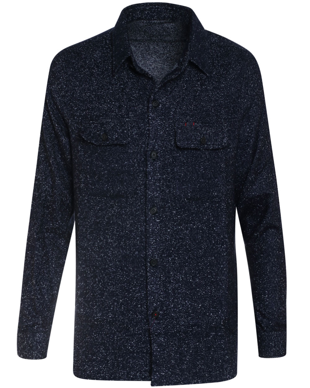 Navy and White Cashmere Blend Boucle Overshirt