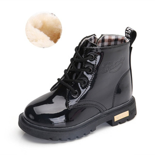 NEW 2018 Girls Martin Boots Boys Shoes Spring Autumn PU Leather Children Boots Fashion Toddler Kids Boots Warm Winter Boots 3BB