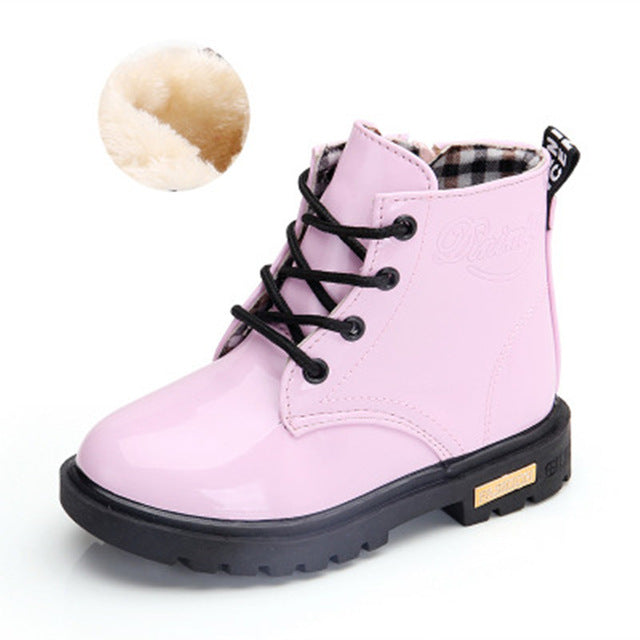 NEW 2018 Girls Martin Boots Boys Shoes Spring Autumn PU Leather Children Boots Fashion Toddler Kids Boots Warm Winter Boots 3BB