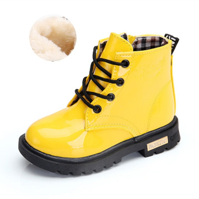 NEW 2018 Girls Martin Boots Boys Shoes Spring Autumn PU Leather Children Boots Fashion Toddler Kids Boots Warm Winter Boots 3BB