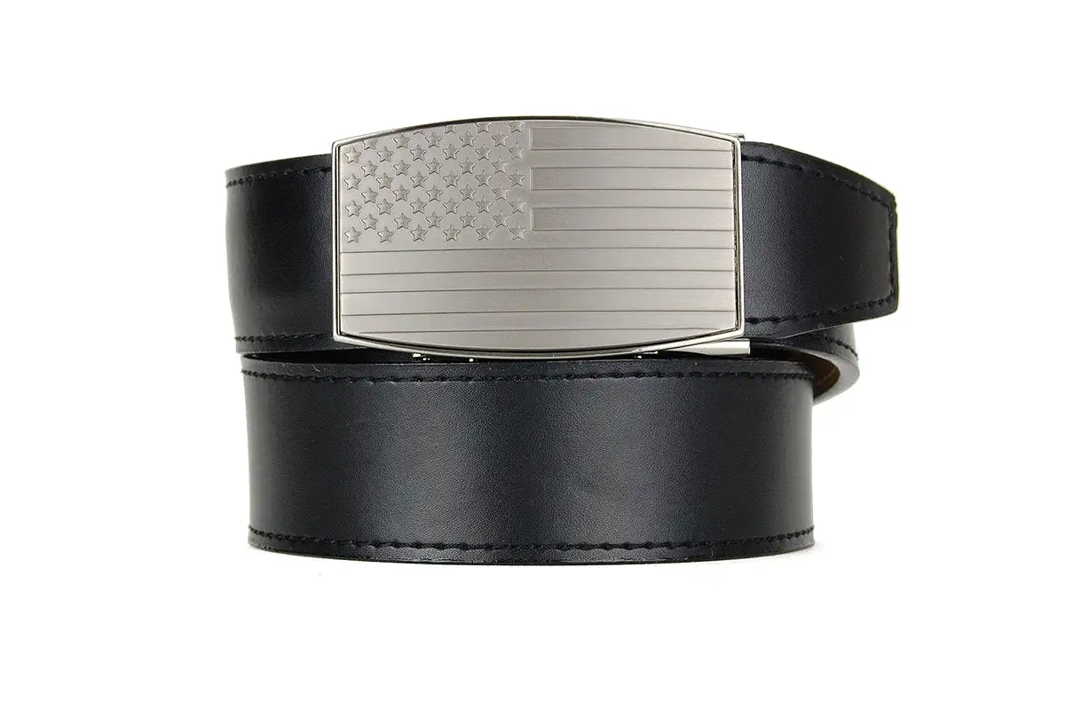 Nexbelt USA Heritage Embossed Pewter Aston Black Dress Belt