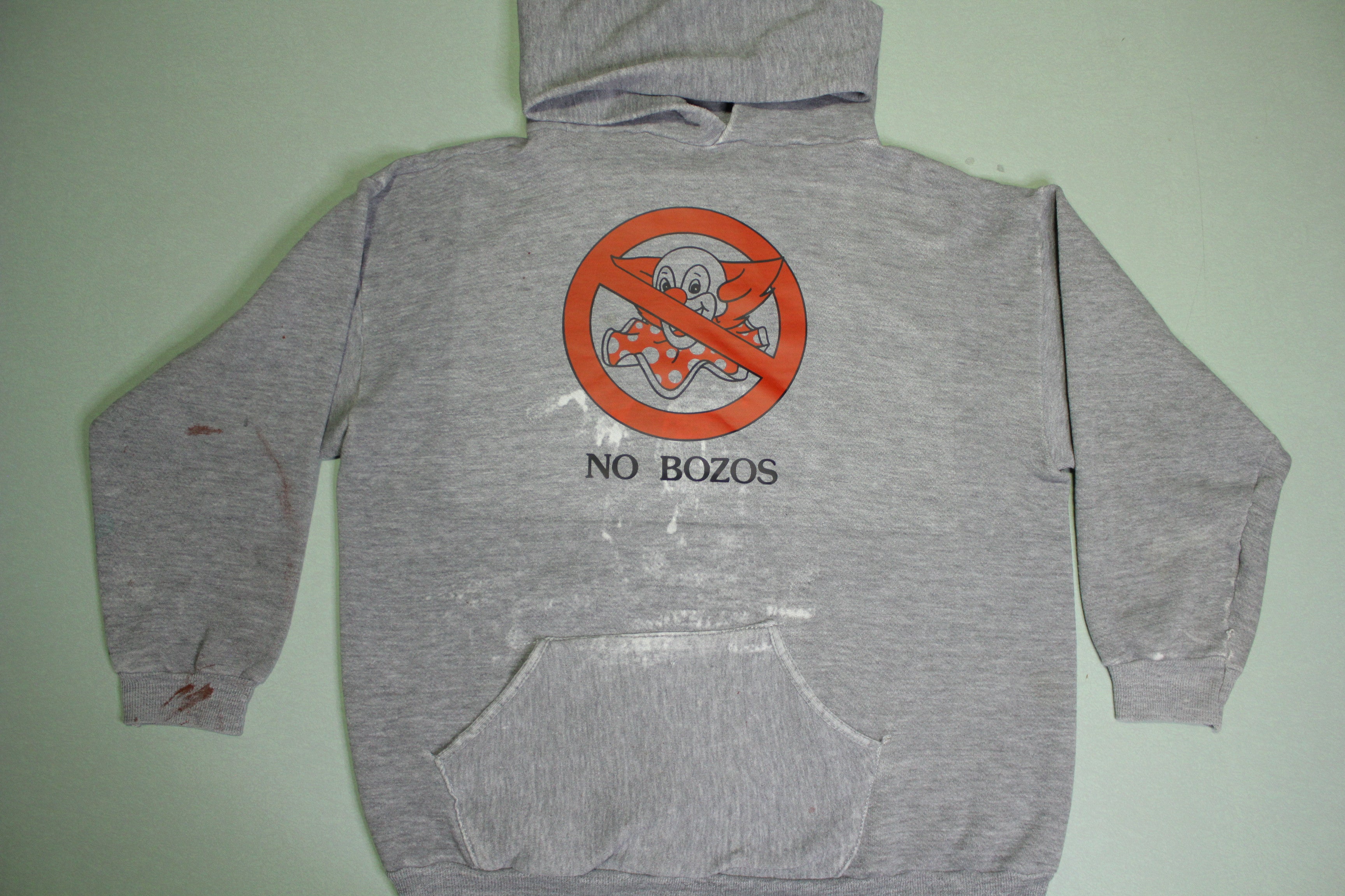 NO Bozos Vintage 80's Distressed Clown Skater Skateboard Van Halen Hoodie Sweatshirt