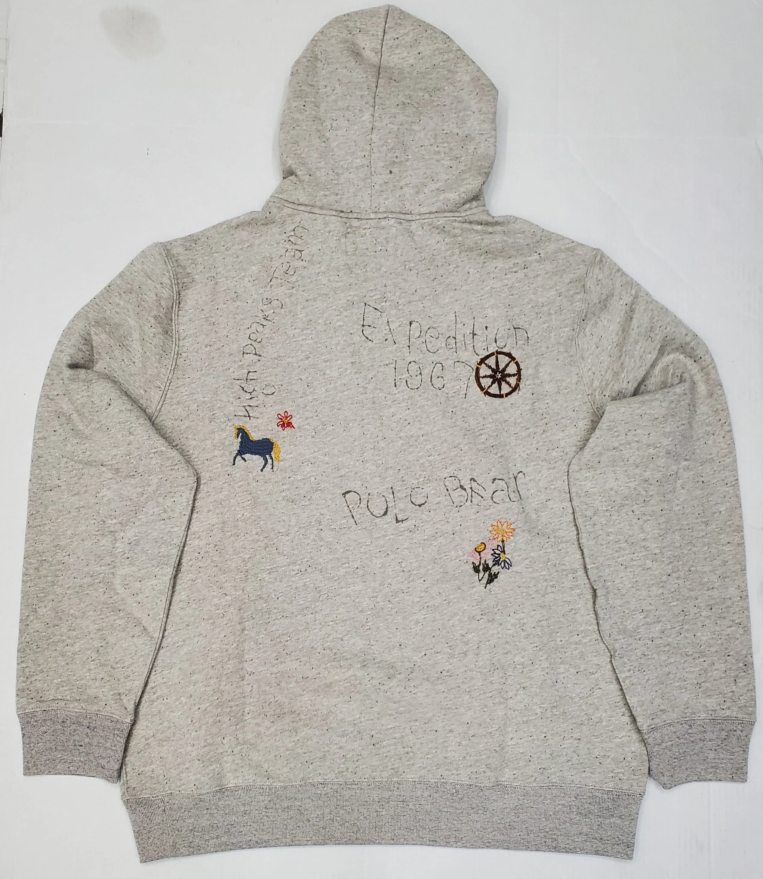 Nwt Polo Ralph Lauren Grey Polo Country BEAR Graphic Embroidered Hoodie Sweatshirt