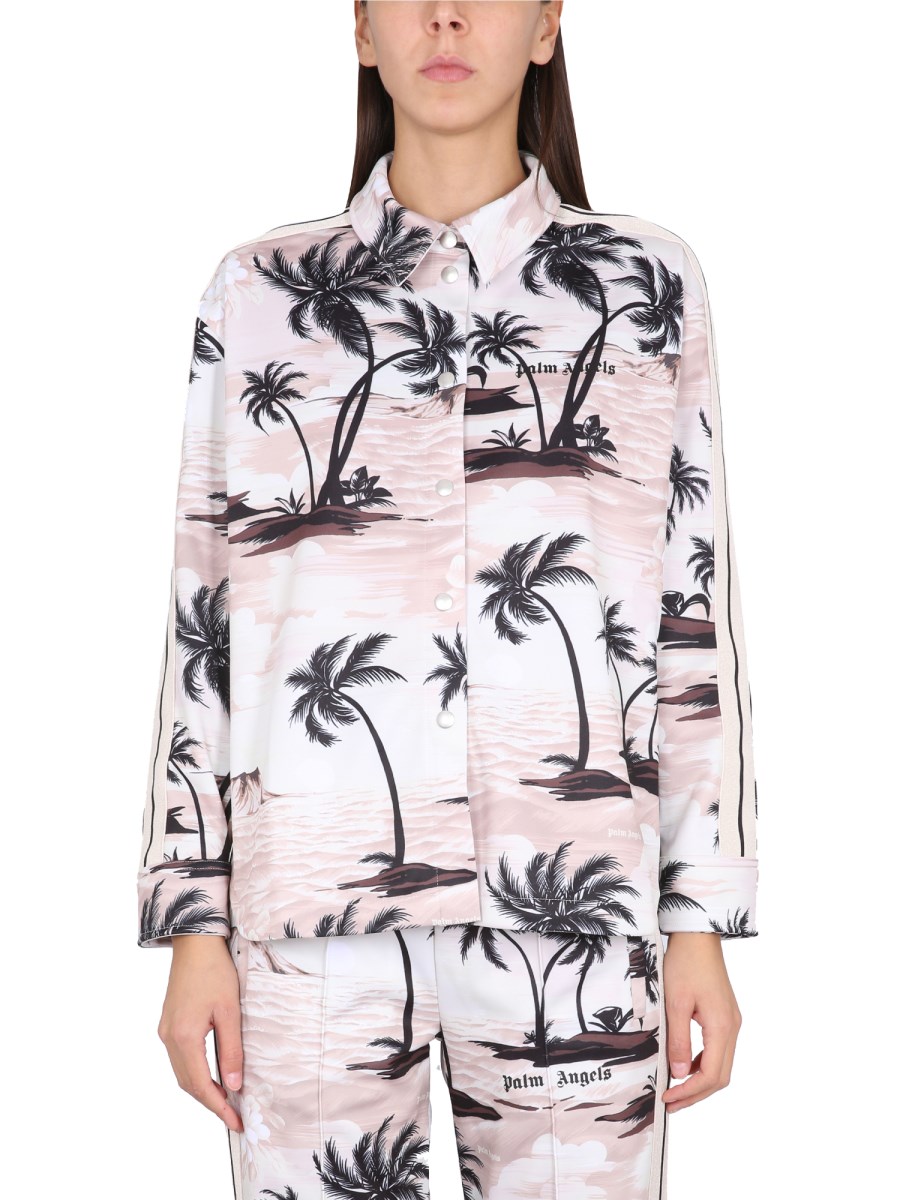 PALM ANGELS    ISLAND PRINT SPORT SHIRT