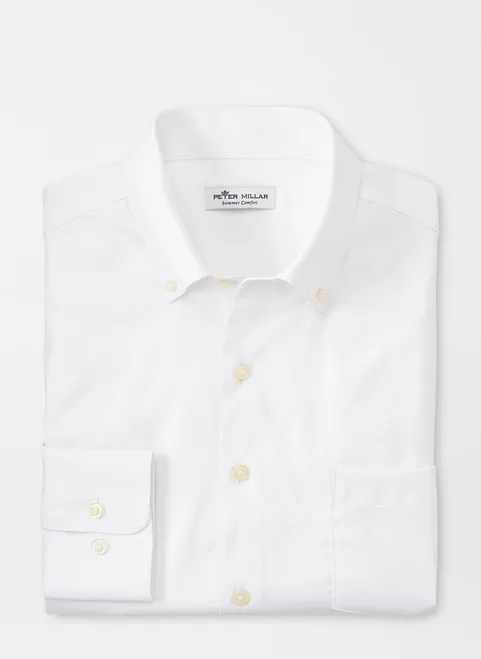 Peter Millar Collins Performance Oxford Sport Shirt: White