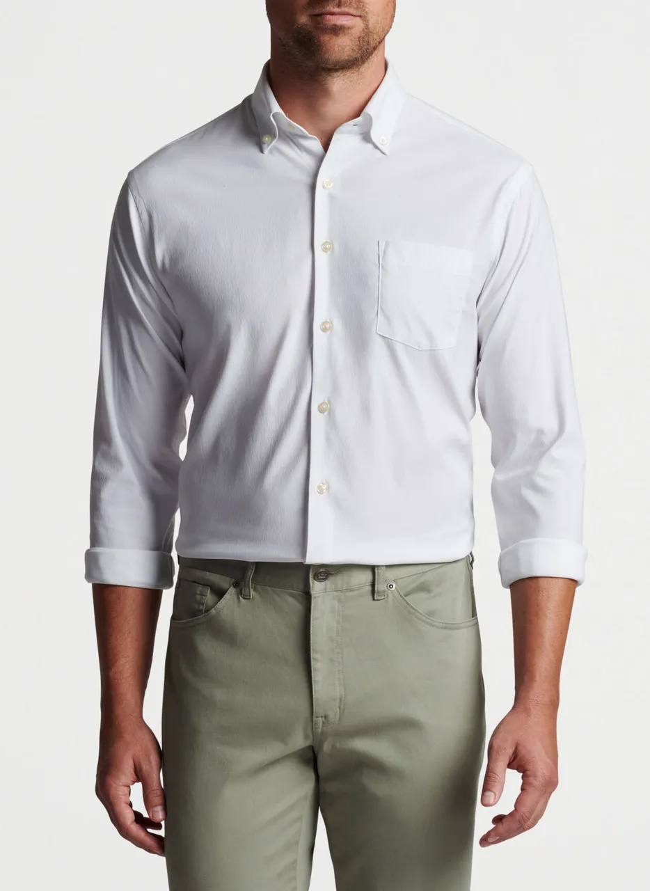 Peter Millar Collins Performance Oxford Sport Shirt: White