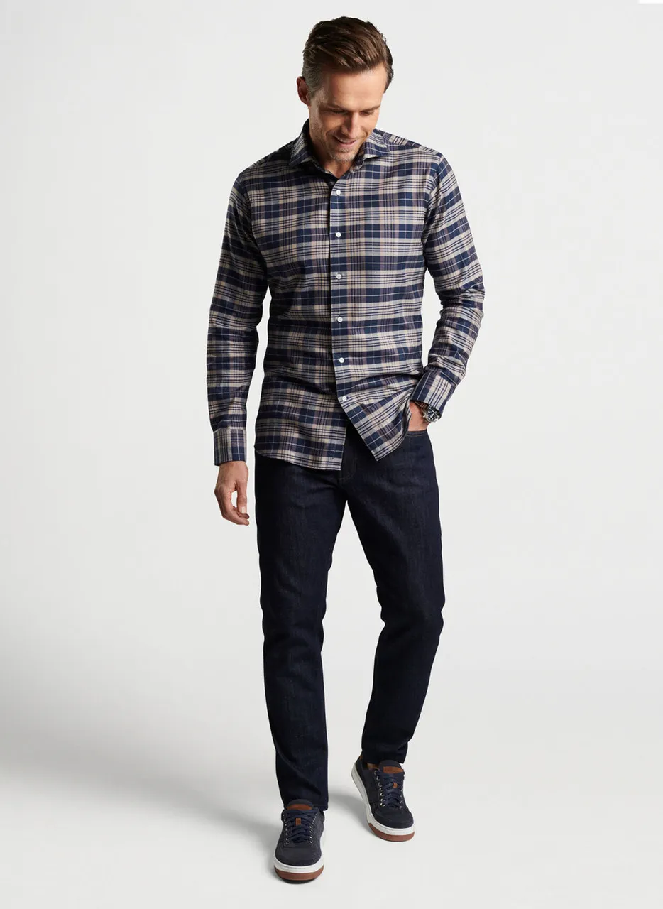 Peter Millar Davol Italian Flannel Sport Shirt: Navy