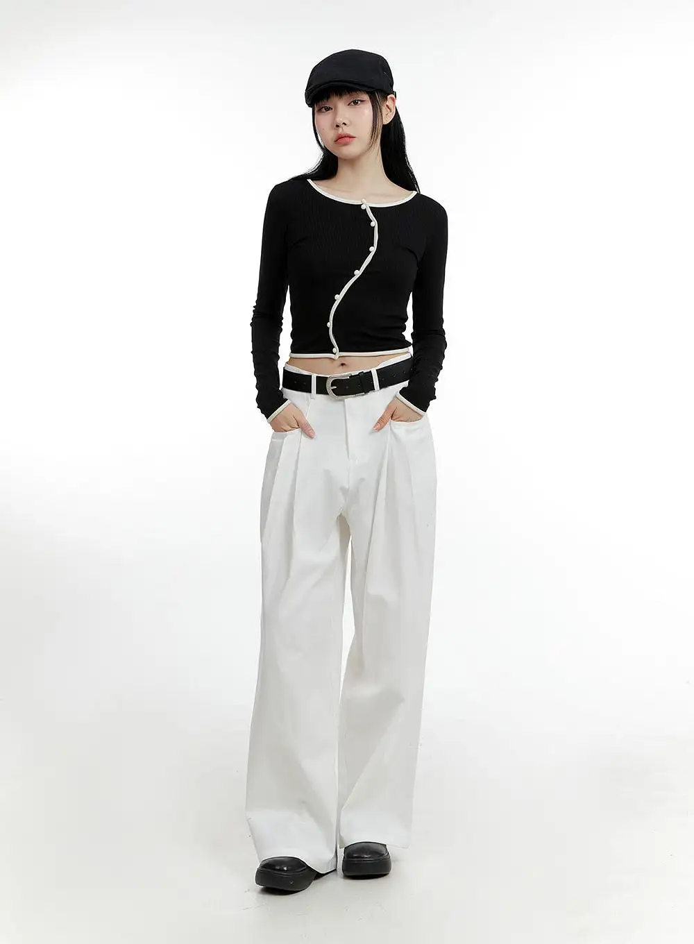 Pintuck Wide Leg Pants CM429