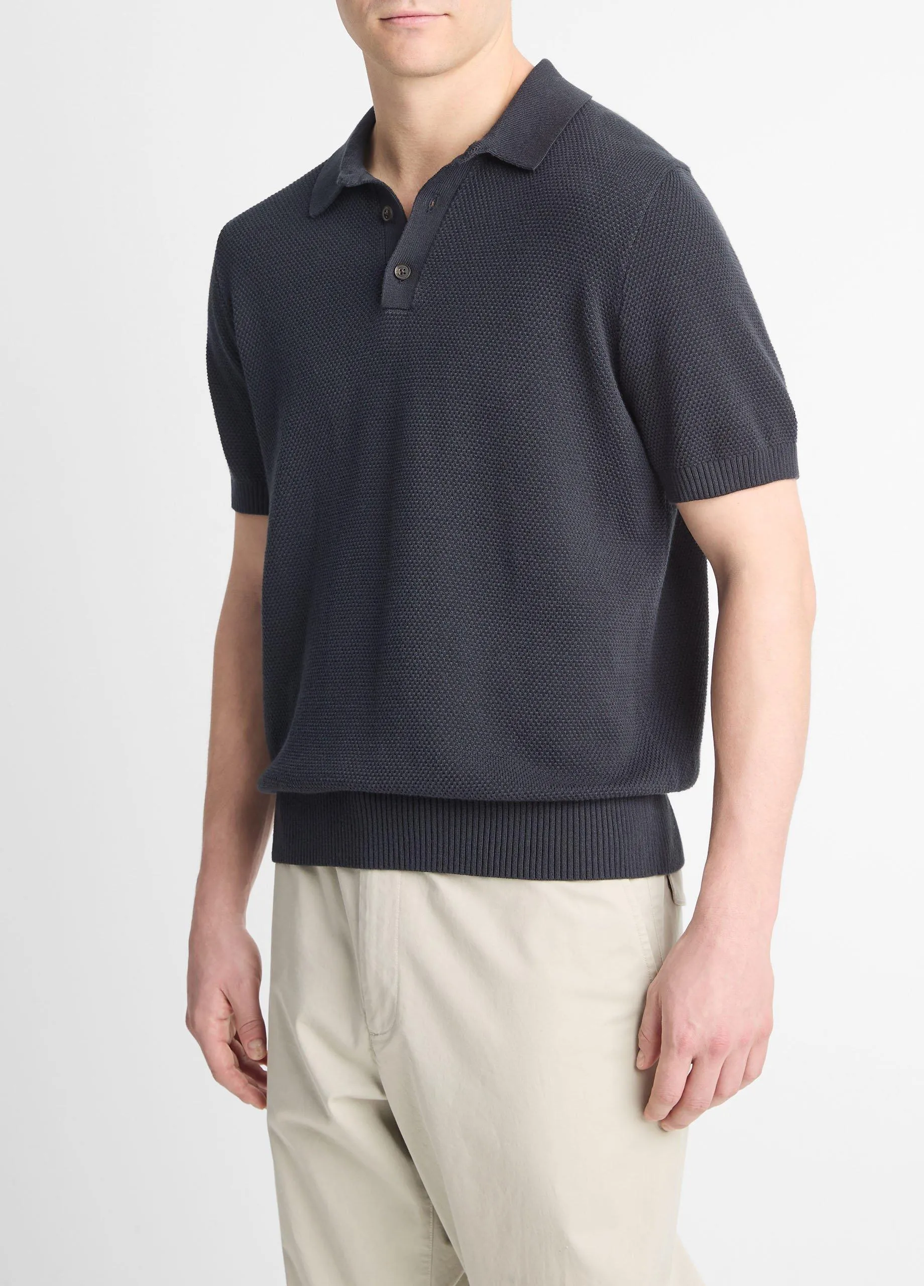 Piqué-Knit Cotton Polo Sweater