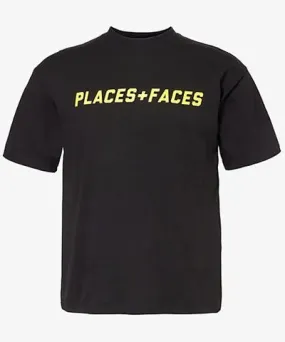 Places + Faces Mens Black Exclusive Logo crew-neck regular-fit cotton-jersey T-shirt