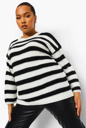 Plus Oversized Striped Sweater