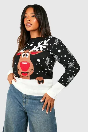 Plus Reindeer Snowflake Sweater