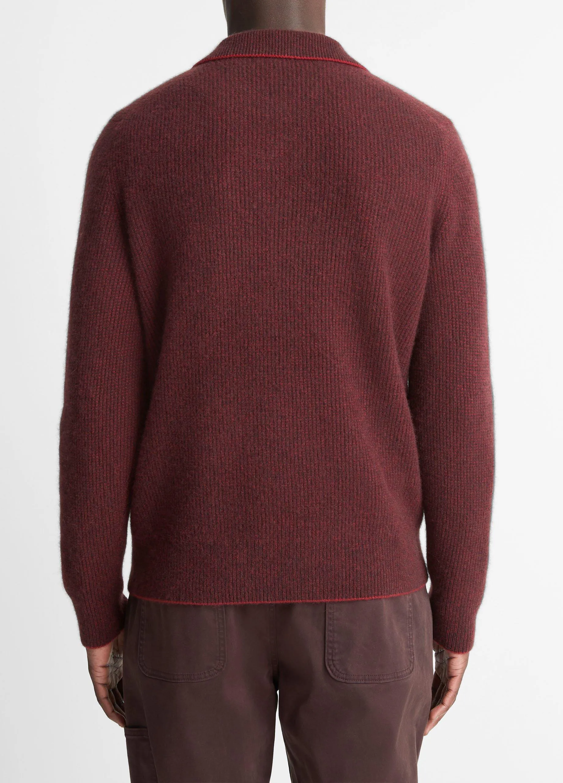 Plush Cashmere Thermal Johnny-Collar Sweater