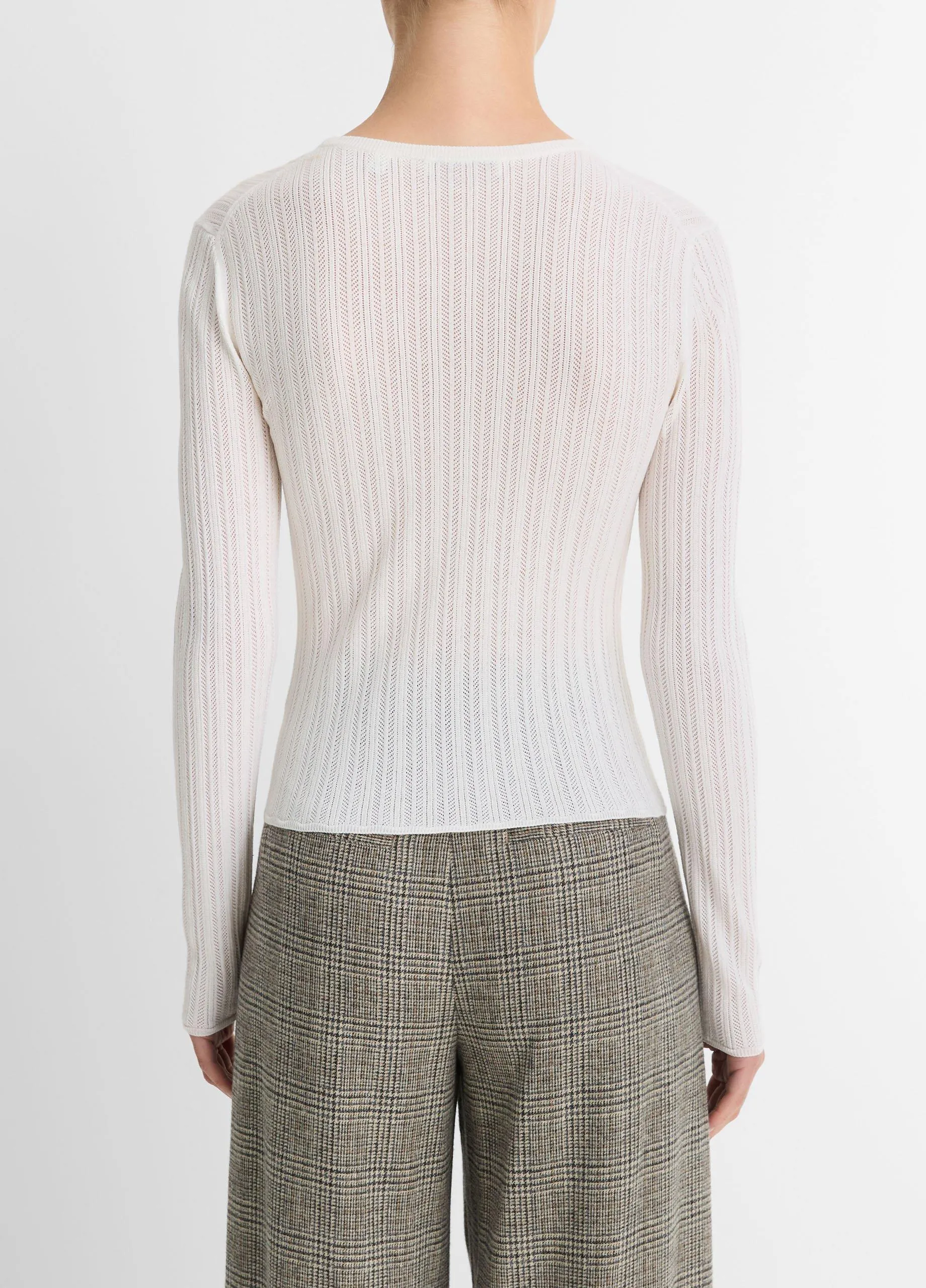 Pointelle-Stitch Italian Wool-Blend Sweater