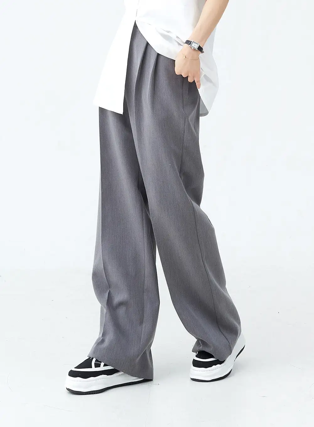 Rayon Pintuck Wide Leg Tailored Pants OU19