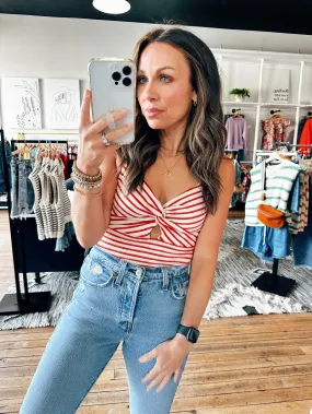 Red Freedom Striped Bodysuit