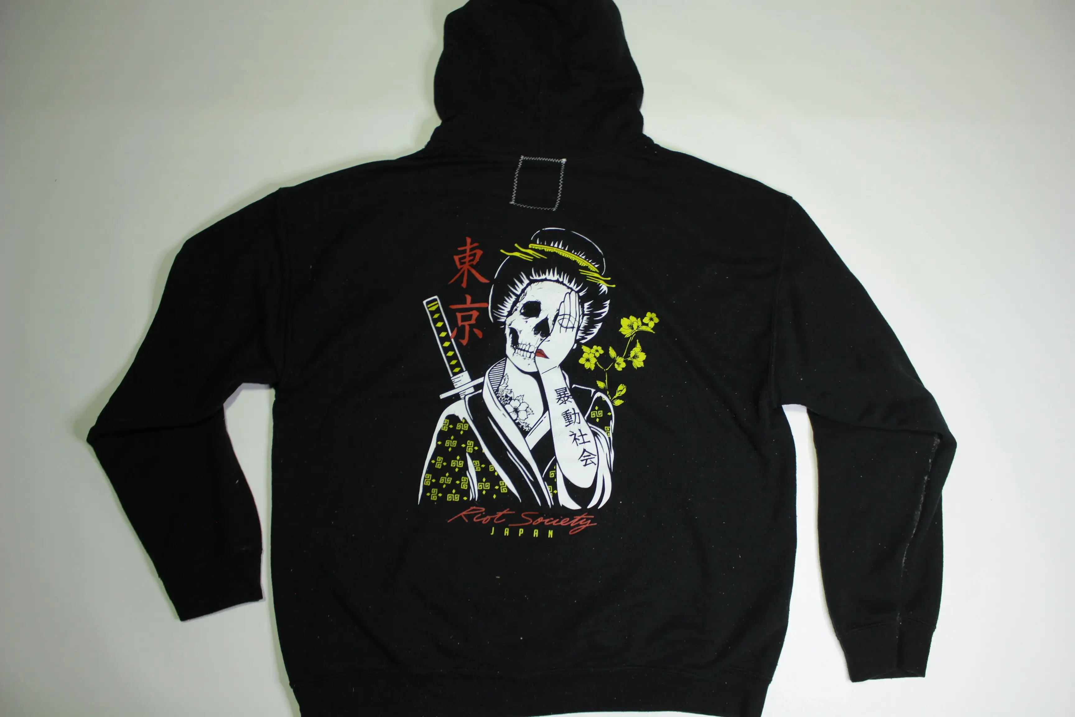 Riot Society Japan Geisha Black 2000's Streetwear Pullover Hoodie Sweatshirt