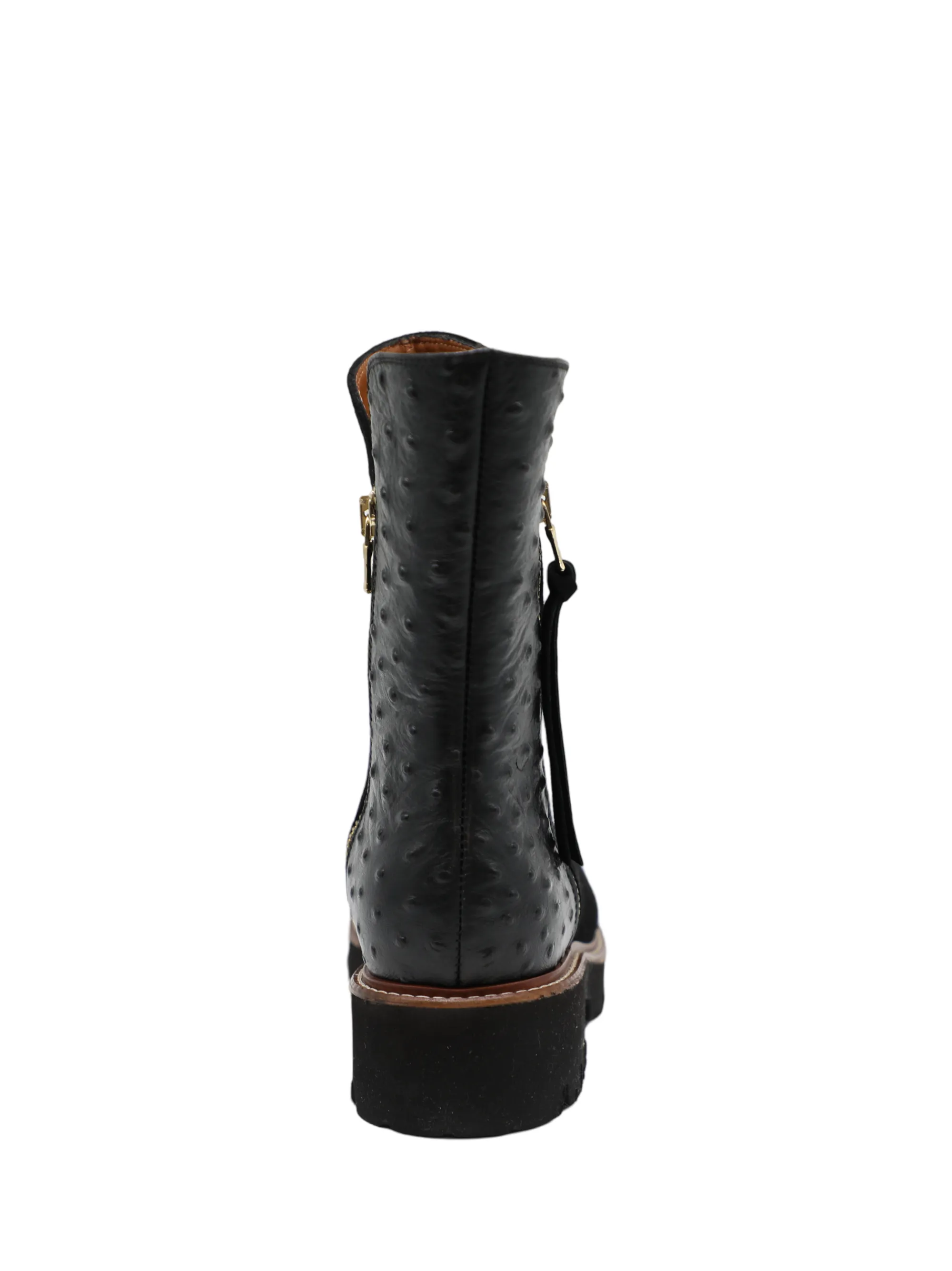 Ron White Paris Bootie with Ostrich Embossed Calf in Onyx