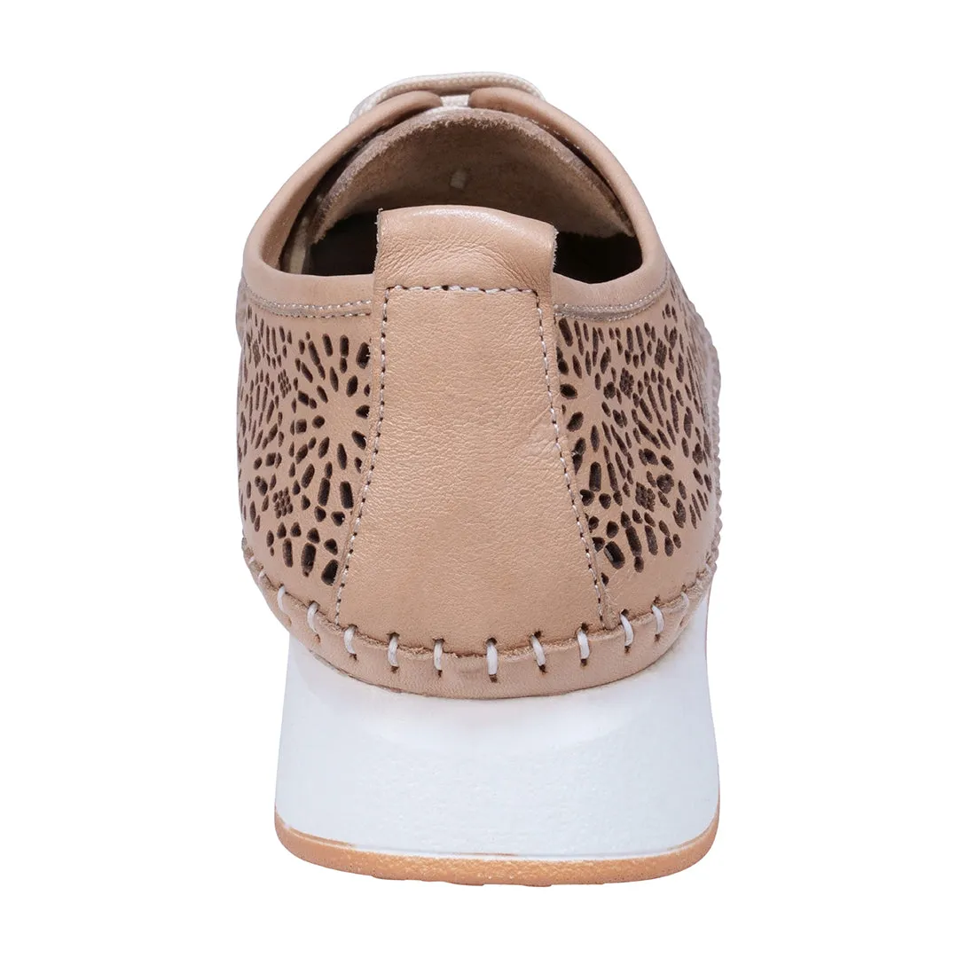 Sarto Tan Perforated Leather Lace Up Sneakers