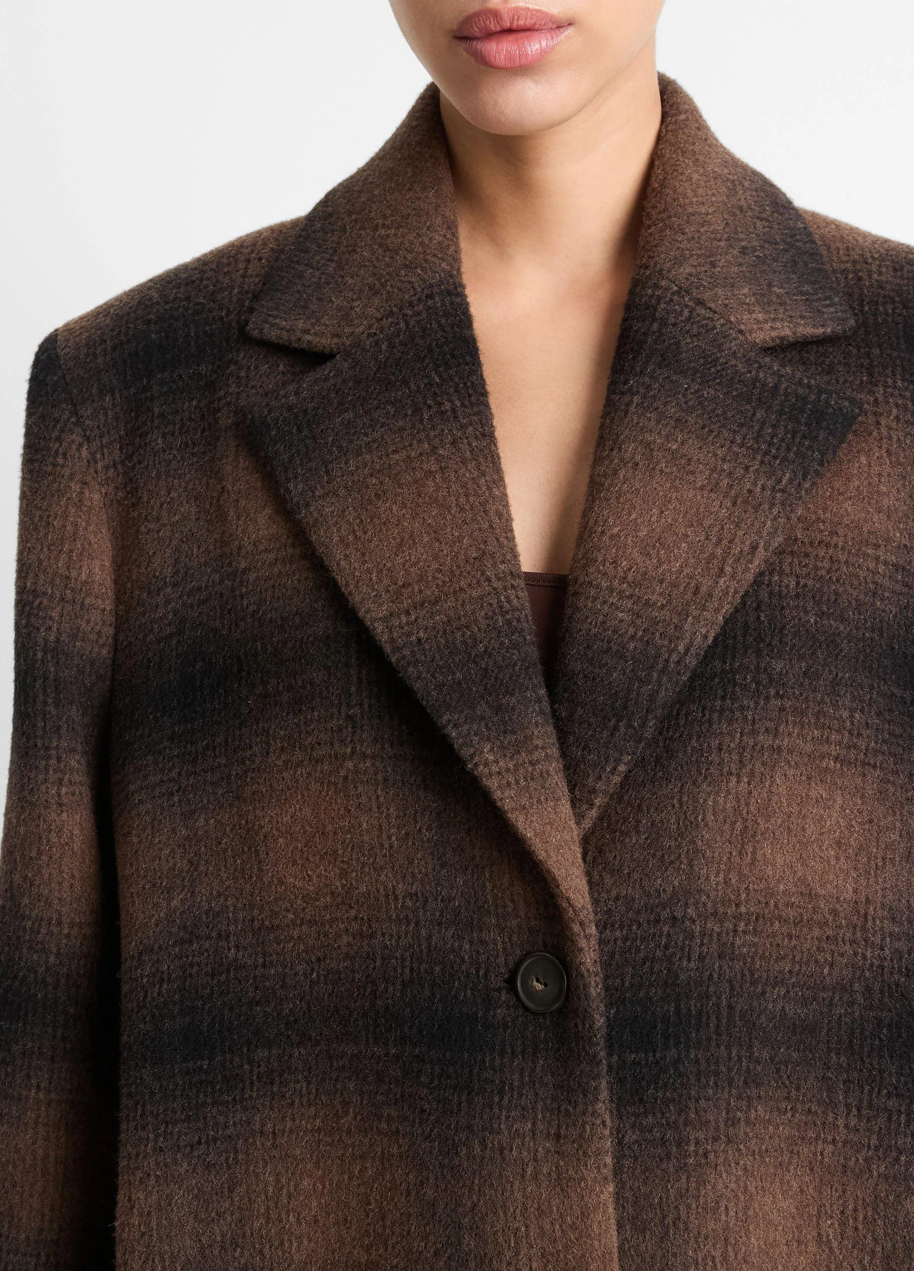 Shadow Plaid Italian Wool-Blend Car Coat