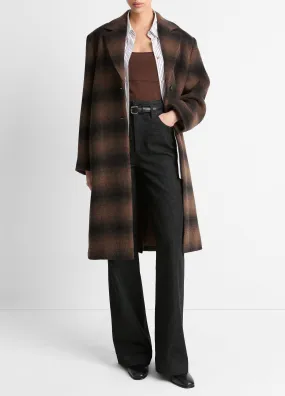 Shadow Plaid Italian Wool-Blend Car Coat