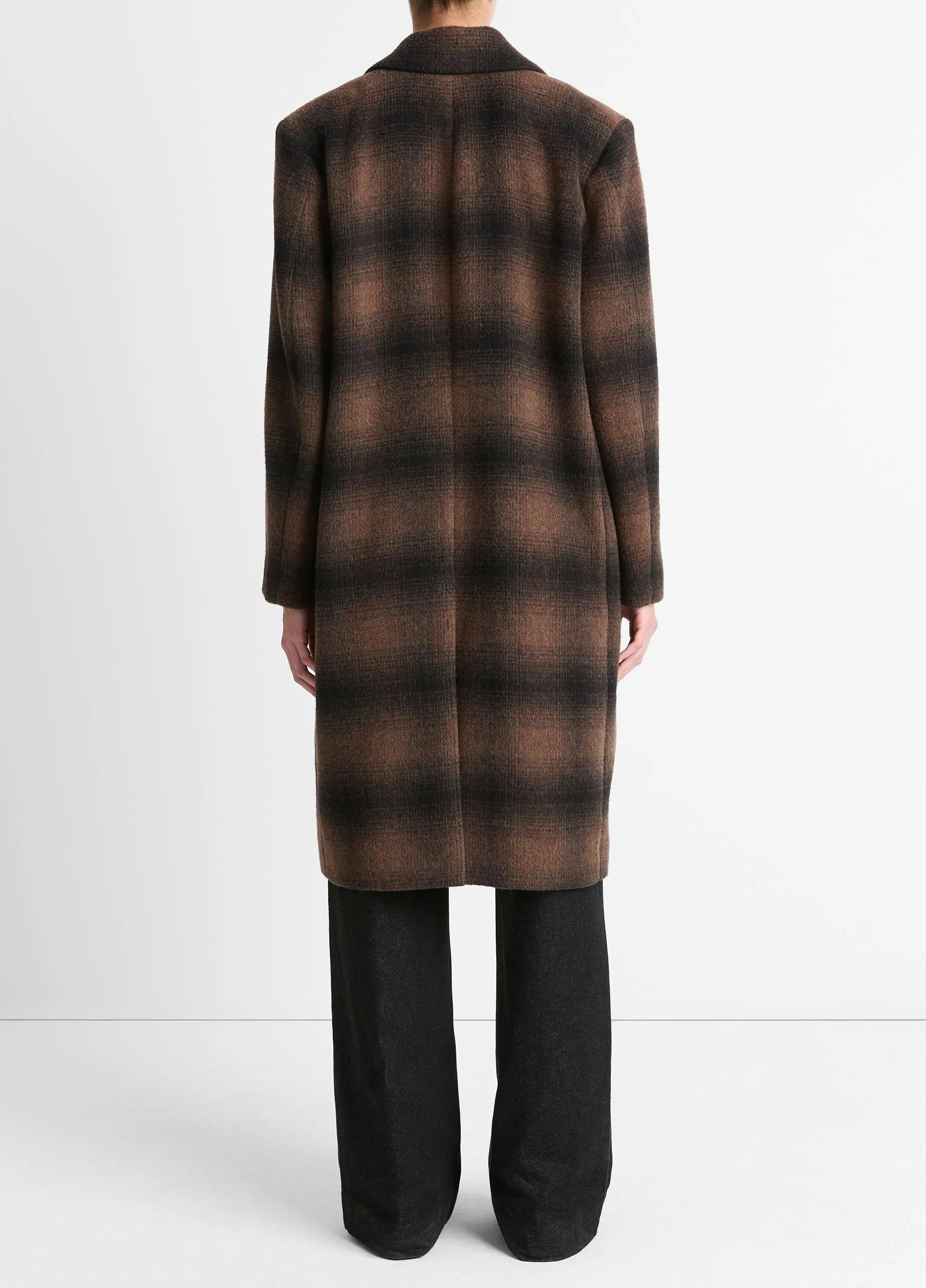 Shadow Plaid Italian Wool-Blend Car Coat