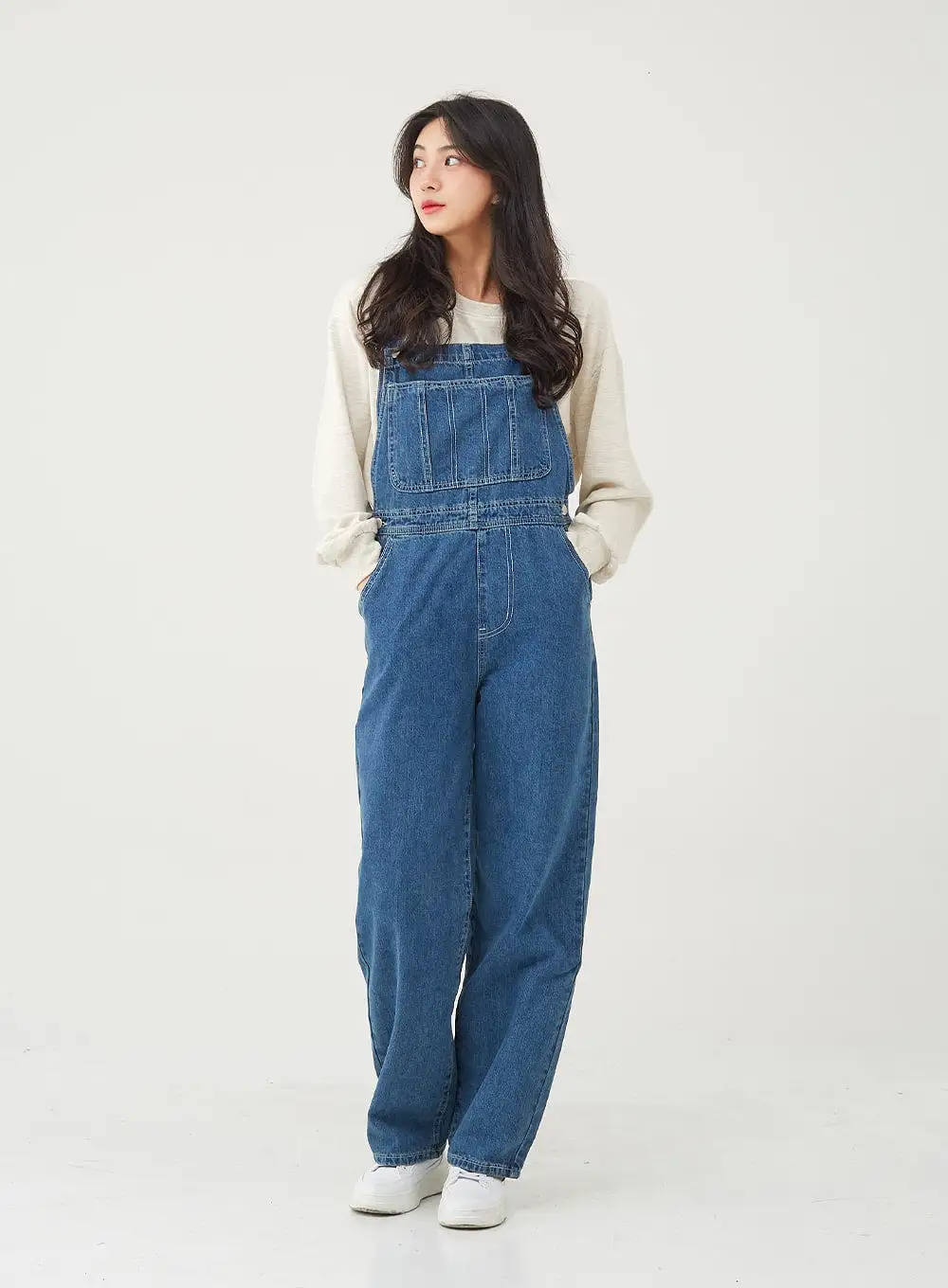 Side Button Denim Overall Pants BG24