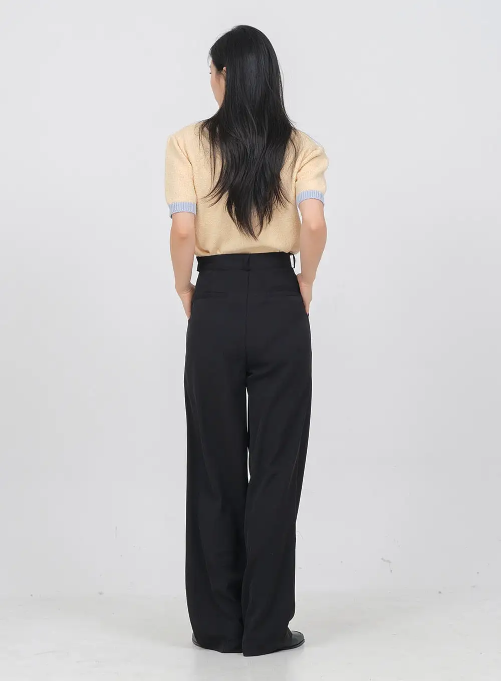 Side Double Button Wide Leg Tailored Pants OA08