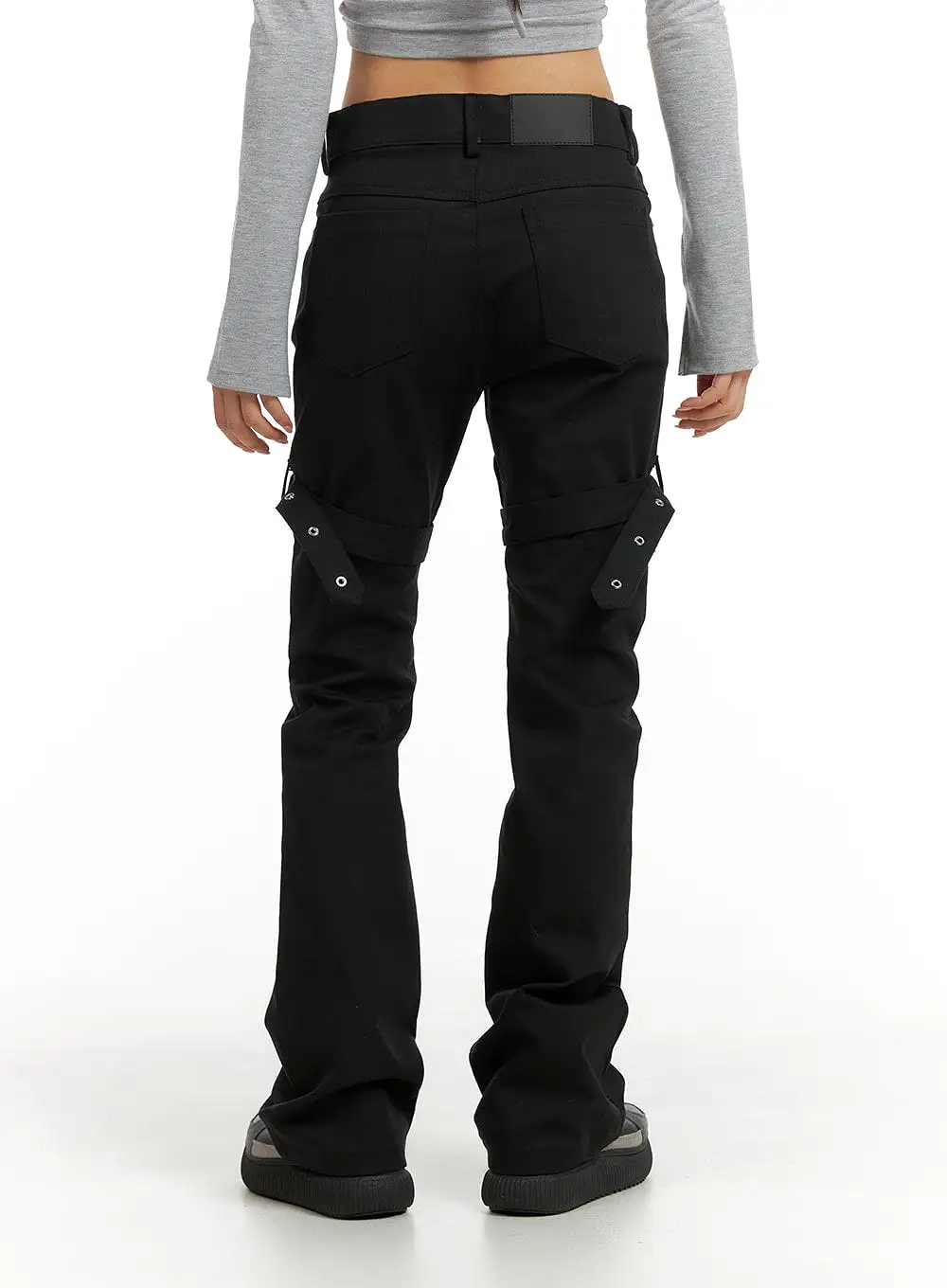 Slim Fit Buckle Bootcut Pants CF429