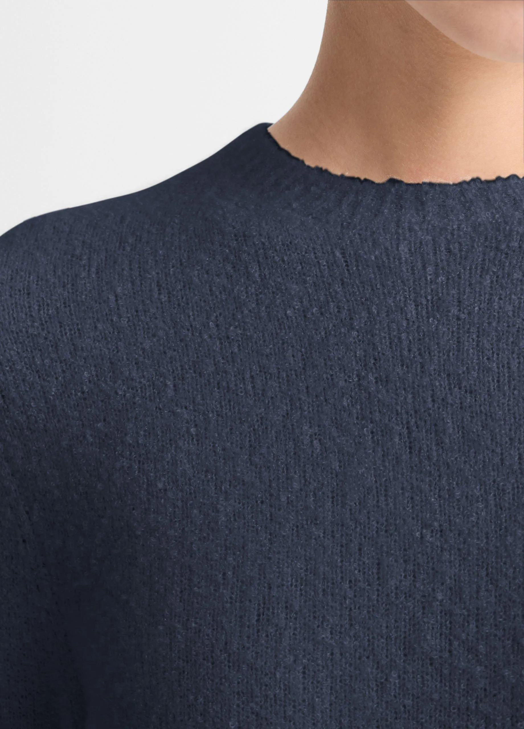 Soft Bouclé Silk-Blend Crew Neck Sweater