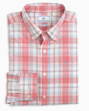 Southern Tide Ormond Plaid Intercoastal Performance Sport Shirt: Rouge Red