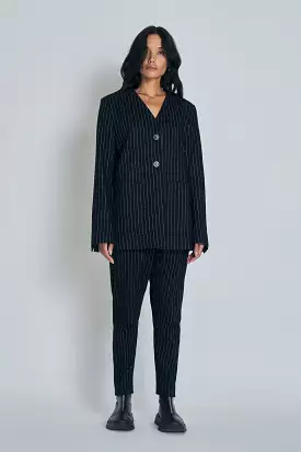 Stella Blazer | Black with Silver Pinstripe