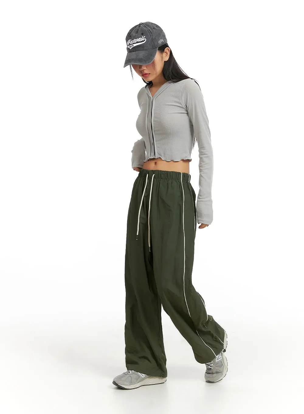 String Nylon Wide Pants CF414