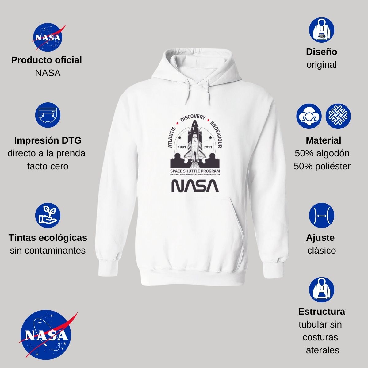 Sweater Suéter Mujer Hoodie Nasa Cohete