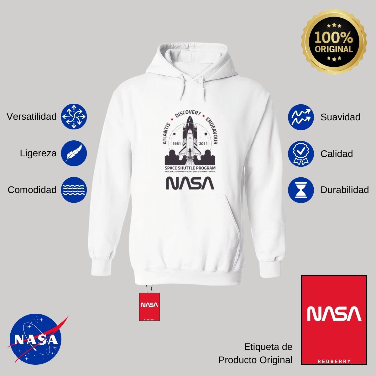 Sweater Suéter Mujer Hoodie Nasa Cohete