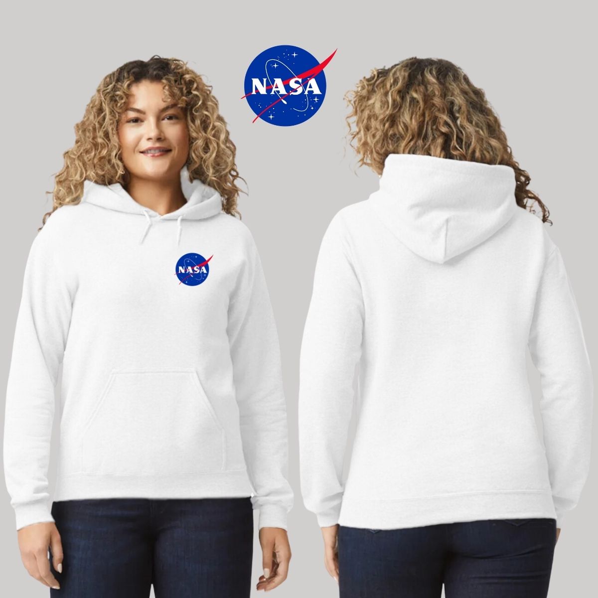 Sweater Suéter Mujer Hoodie Nasa Logo Espacial Escudo