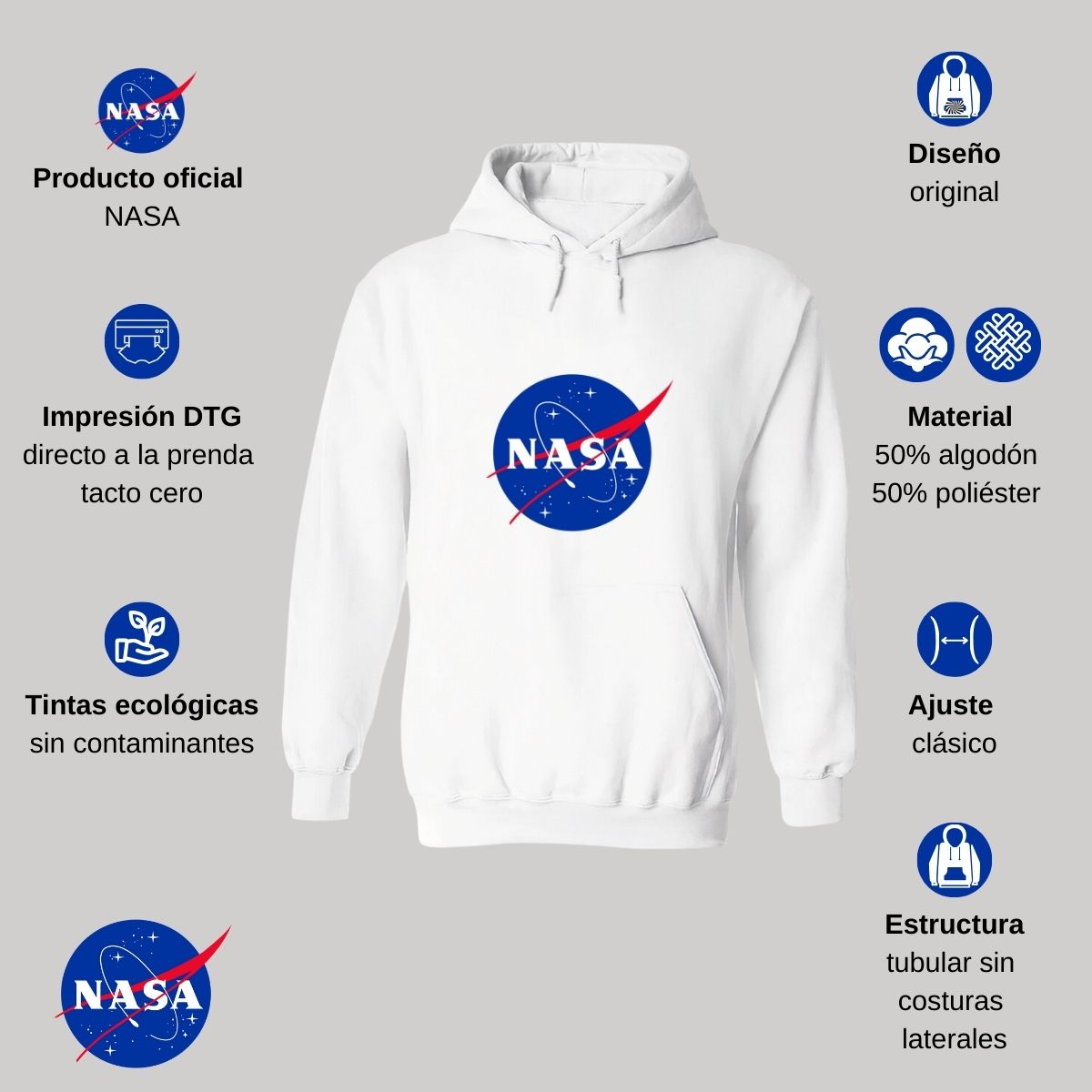 Sweater Suéter Mujer Hoodie Nasa Logo