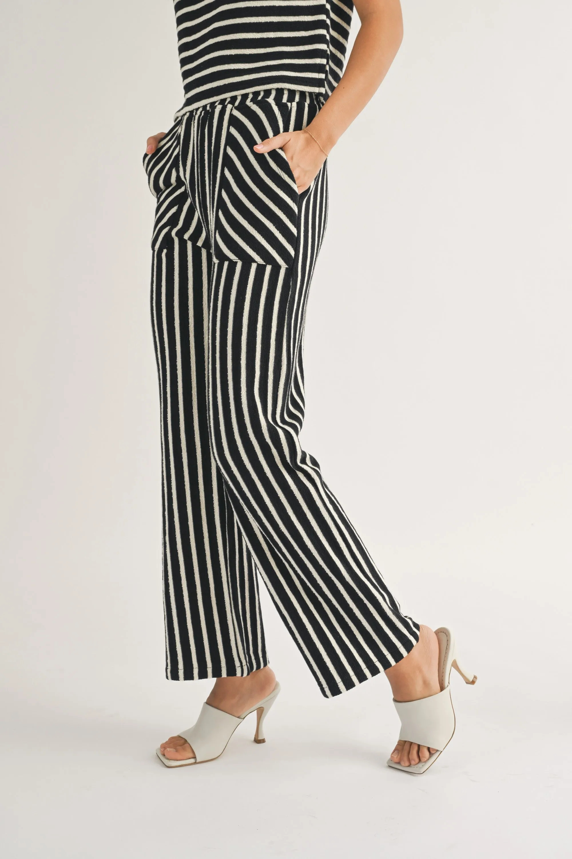 Terry Cropped Stripe Pants