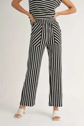 Terry Cropped Stripe Pants