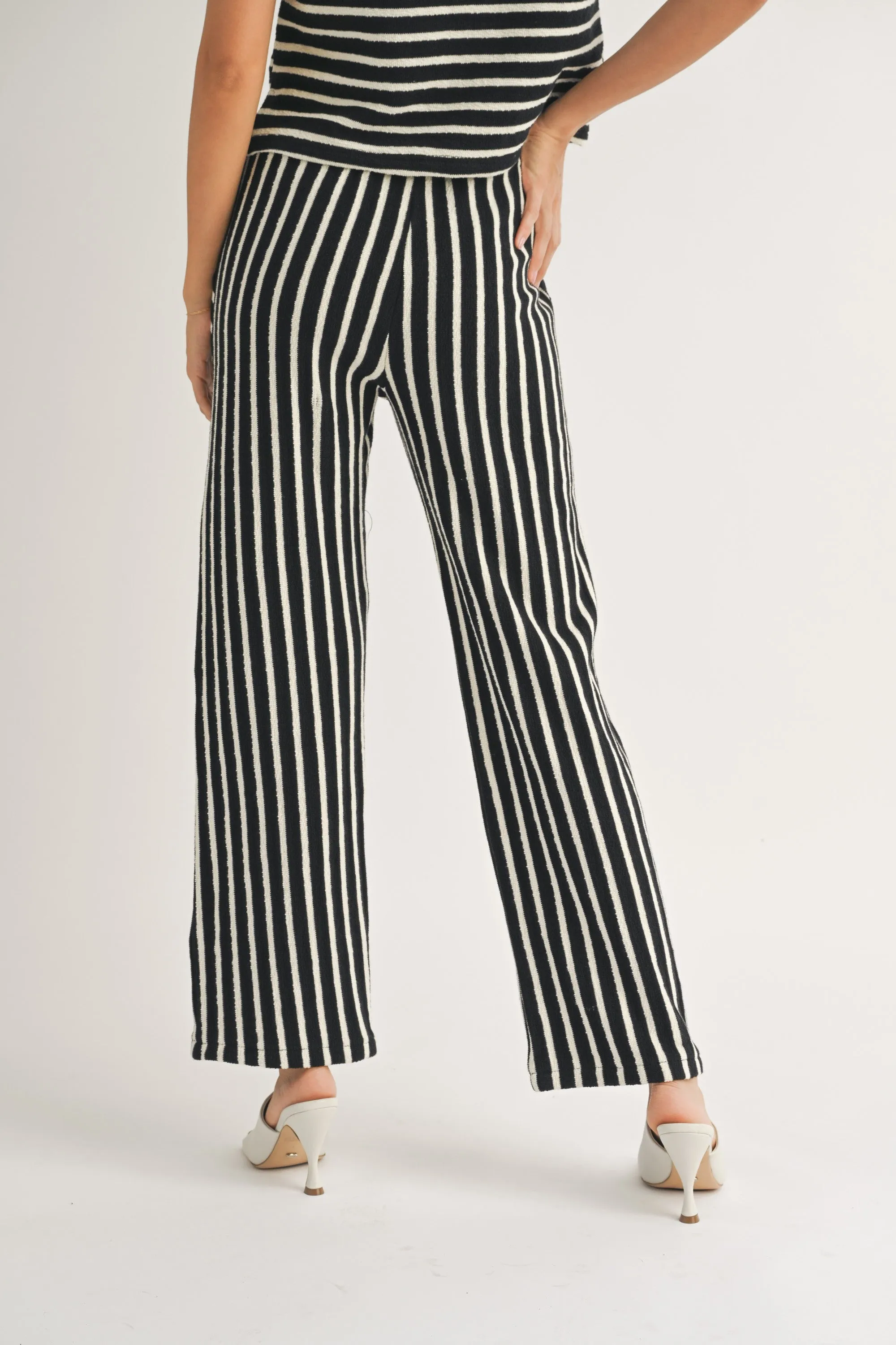 Terry Cropped Stripe Pants