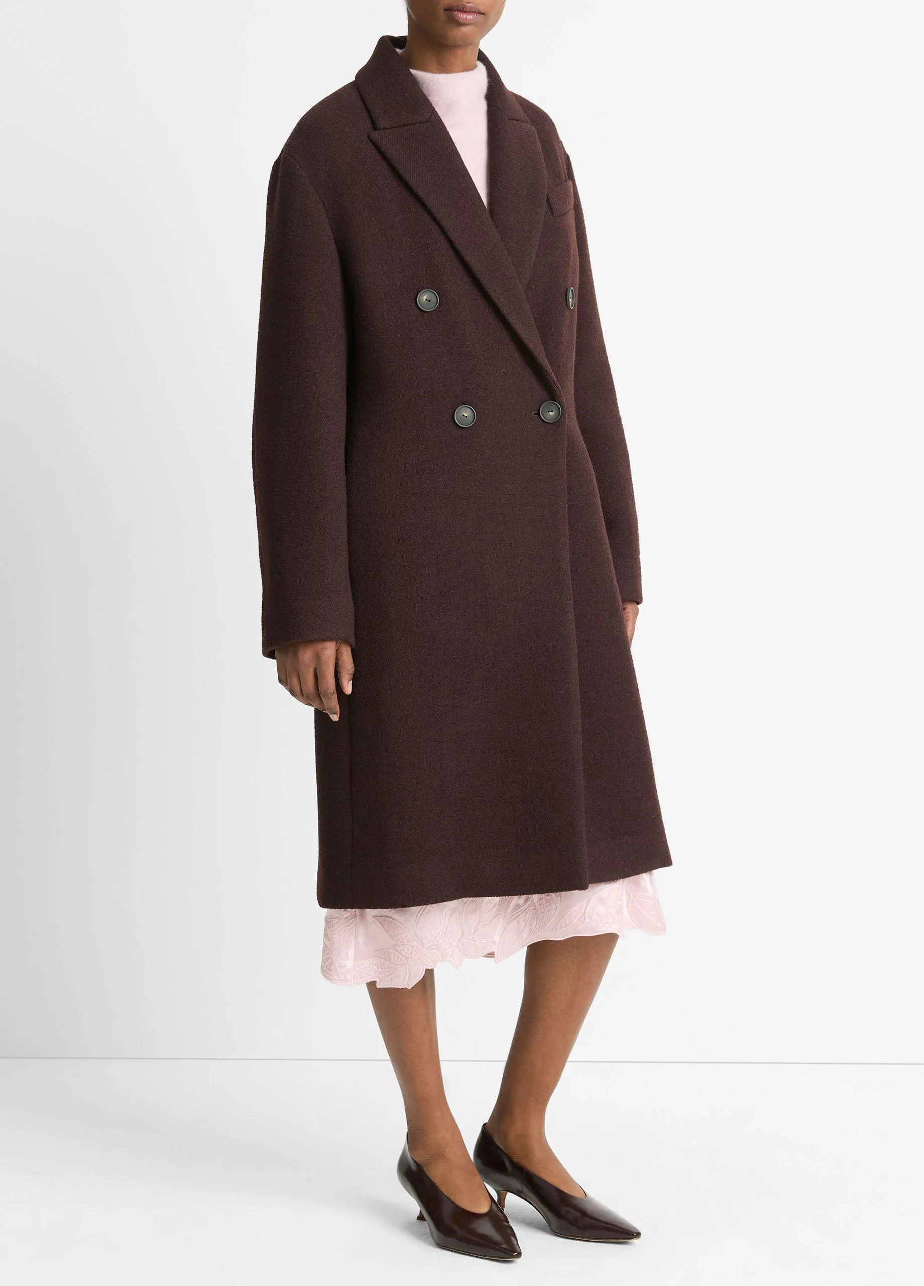 Textured Wool-Blend Double-Breasted Coat