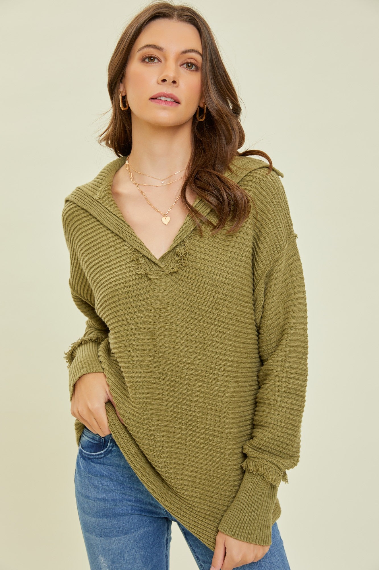 Thick Collared Sweater Top