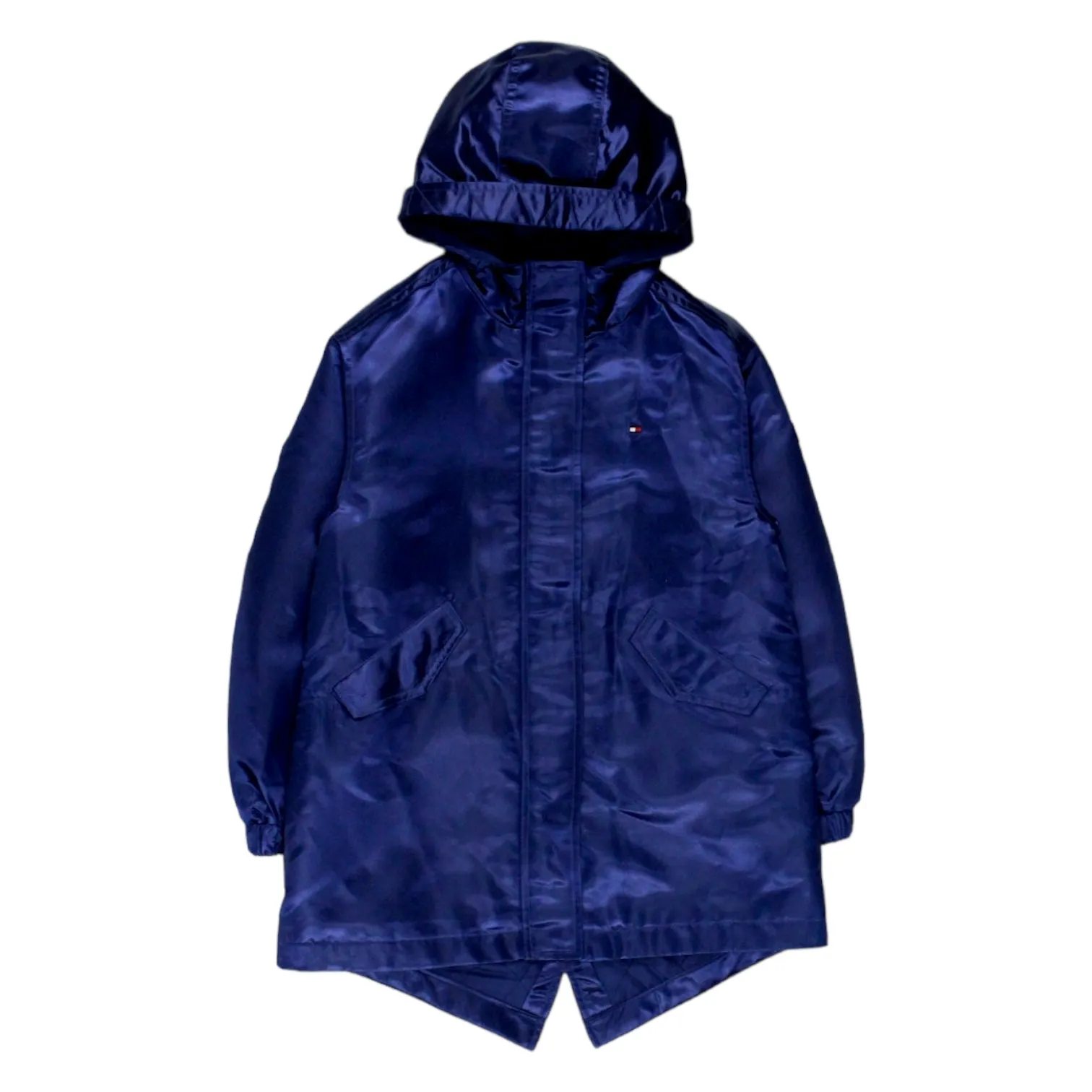 Tommy Hilfiger Blue Shiny Satin Parka